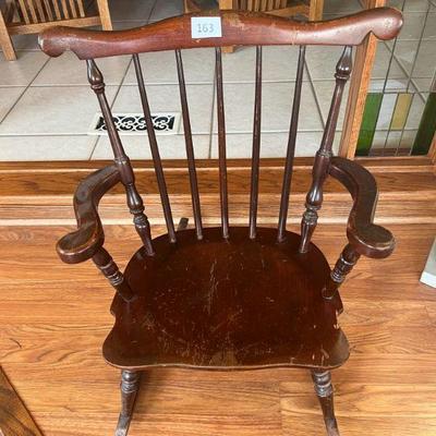163:Antique Child's Rocking Chair Solid Wood Mahogany
