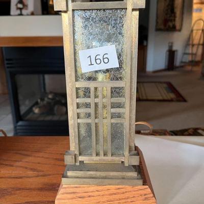 166:FLW Inspired Brass Clear Texture Glass Accent Lamp
