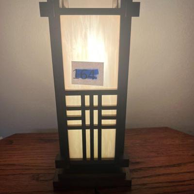164:FLW Inspired Brass with White Glass Accent Lamp
