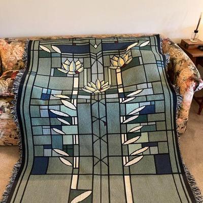 137:Frank Lloyd Wright WaterlilliesTape. Afghan Throw
