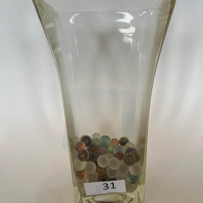 31:Glass vase with glass marbles
