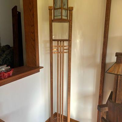 5:Tall prairie style lamp with art glass shade.
