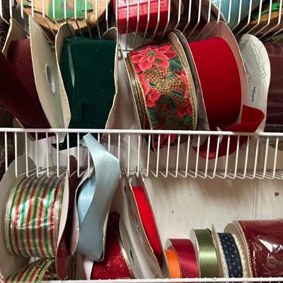 Bolts of Christmas ribbon