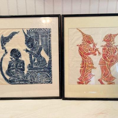 (2) Vintage Thai Ramakien Prints On Parchment
