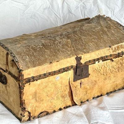 Antique Hide-Wrapped Humpback Trunk LATE 18th - EARLY 19th CENTURY!
