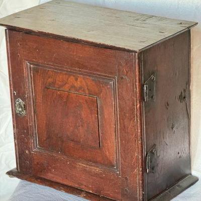 Antique Handcrafted Wooden Strongbox With Forged Iron Hardware
