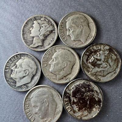 (7) Silver Dimes
Includes:
1943 Mercury
