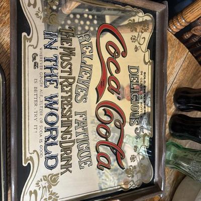 Vintage Coca Cola mirrored wood tray