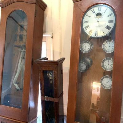 Antique Standard school-bell timing clocks, as-is