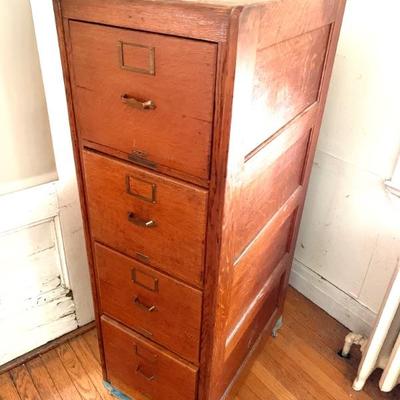 4-drawer quarter-sawn oak filing cabinet