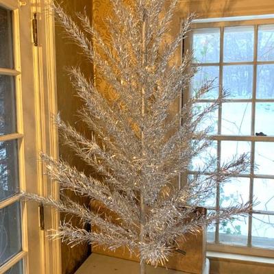 Vintage aluminum Christmas tree, very clean, was stored in box until we assembled