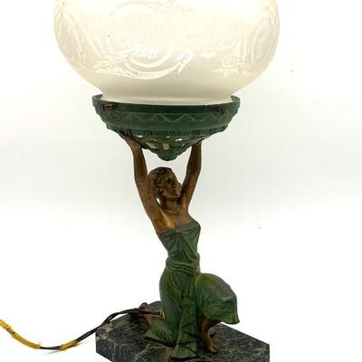 Antique French Art Deco figural table lamp 