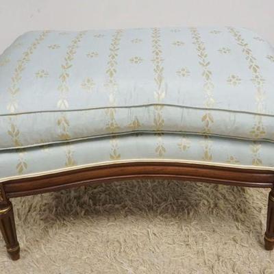 1123	UPHOLSTERED FOOT STOOL WITH REEDED LEGS, APPROXIMATELY 30 IN X 23 IN X 21 IN H
