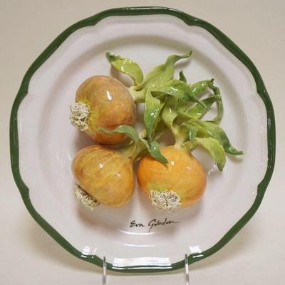 1027	EVA GORDON CERAMIC PLATE WITH APPLIED VEGETABLES, APPROXIMATELY 12 IN
