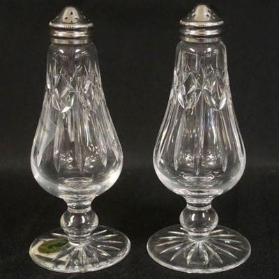 1014	WATERFORD CRYSTAL SALT & PEPPER SHAKERS ON PEDESTAL, APPROXIMATELY 6 1/2 IN HIGH, IN BOX
