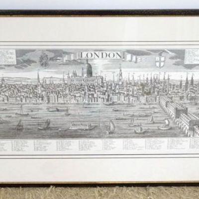 1197	FRAMED CONTEMPORARY COPY, ENGRAVING OF LONDON, APPROXIMATELY 54 IN X 26 IN
