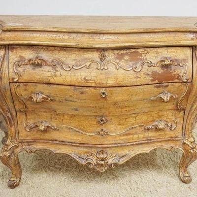 1145	FRENCH BOMBE CHEST WITH 3 DRAWERS AND CARVED SIDES, APPROXIMATELY 20 IN X 29 IN X 34 IN H
