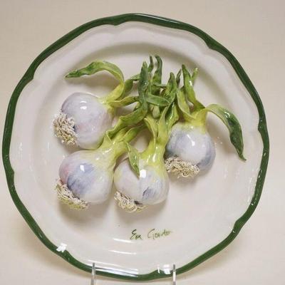 1028	EVA GORDON CERAMIC PLATE WITH APPLIED VEGETABLES, APPROXIMATELY 12 IN
