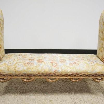 1142	OUTSTANDING UPHOLSTERED WINDOW BENCH WITH CARVED GILT FINISH WOOD FRAME, APPROXIMATELY 52 IN X 18 IN X 36 IN H
