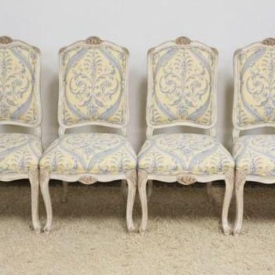 1135	SET OF 6 FRENCH PROVENCIAL UPHOLSTERED SIDE CHAIRS WITH KRAVET FABRIC
