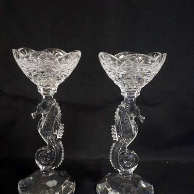 1017	WATERFORD CRYSTAL SEAHORSE CANDLESTICKS, APPROXIMATELY 11 1/2 IN H WITH BOXES
