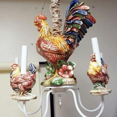 1041	LOUISE ANTOINETTE ROOSTER AND CHICKENS CHANDELIER, APPROXIMATELY 21 IN H
