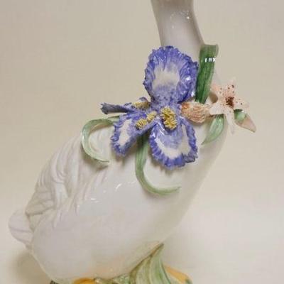 1036	CERAMIC DUCK WITH APPLIED RIBBONS & FLOWERS, APPROXIMATELY 18 1/2 IN H
