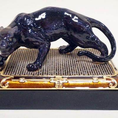 1065	JAY STRONGWATER  JUNGLE PANTHER ON BLACK CRYSTAL BOX, LTD 51/200
