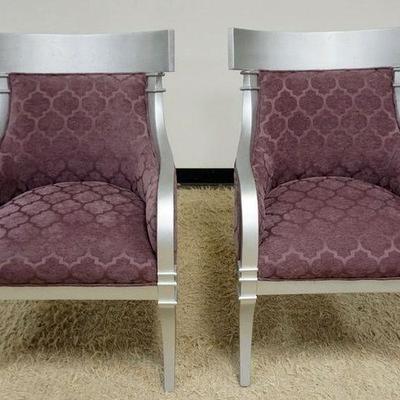 1172	PAIR OF UPHOLSTERED FAIRFEILD CHAIR CO., ARM CHAIRS, 1 CHAIR HAS SPLIT ARM

