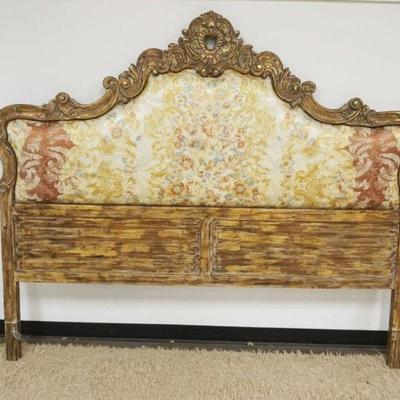 1131	CARVED GILT WOOD ALLENTED UPHOLSTERED HEADBOARD, KING SIZE
