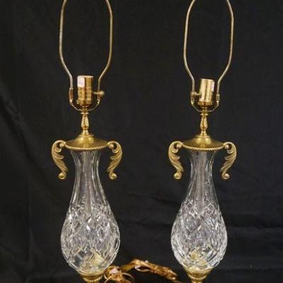 1001	PAIR WATERFORD CRYSTAL & BRASS TABLE LAMPS, APPROXIMATELY 36 IN HIGH
