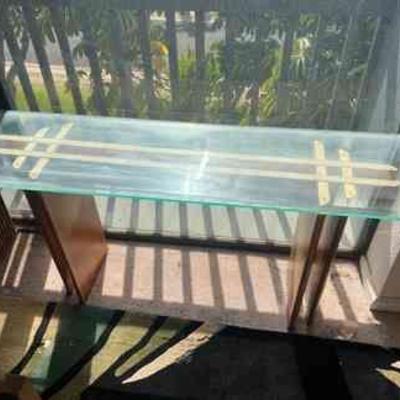 MME109- Wooden Frame With Glass Top Entryway Table 