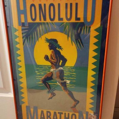 MME178 - Framed Honolulu Marathon Poster December 15, 1991