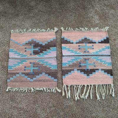Two Pink Southwestern Wool Table Mats