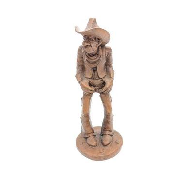Vintage Signed R Wetherbee Jr. Red Mill Mfg. Handcrafted Wood Figurine Western Cowboy Rodeo