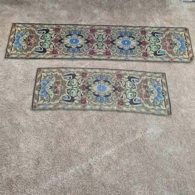 Two Vintage Gold Table Runners