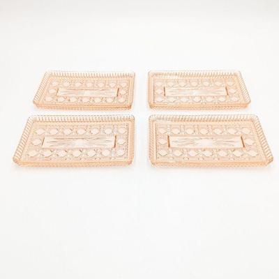 Pink Depression Glass Windsor Pink (Peach Ballad) by Indiana Glass Relish Trays Set of 4