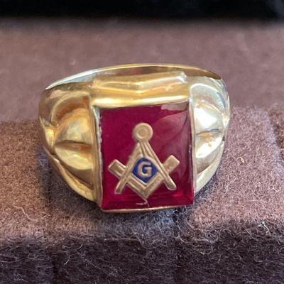 Mens Masonic Gold Ring