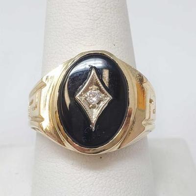 #728 â€¢ 14k Gold Ring with Rhinestones, 10g
