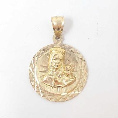 #699 â€¢ 14k Gold Mother Mary with Baby Jesus Pendant, 3g
