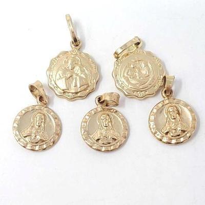 #775 â€¢ (5) 14k Gold Religious Pendants, 4g
