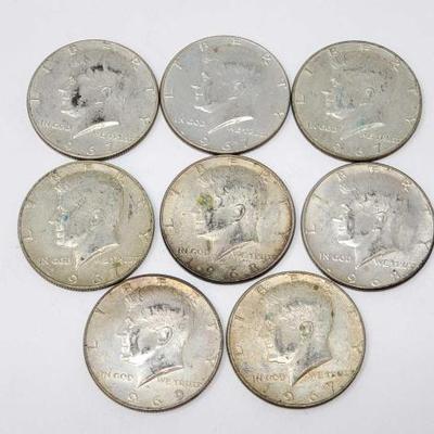 #1452 â€¢ (8) 1967-1969 Kennedy Half Dollars
