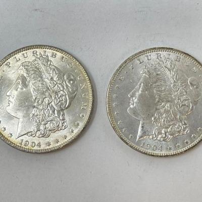 #1324 â€¢ (2) 1904 Morgan Silver Dollars

