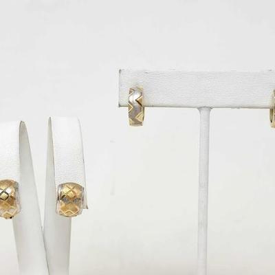 #786 â€¢ (2) Pairs of 14k Two Toned Earrings, 5g
