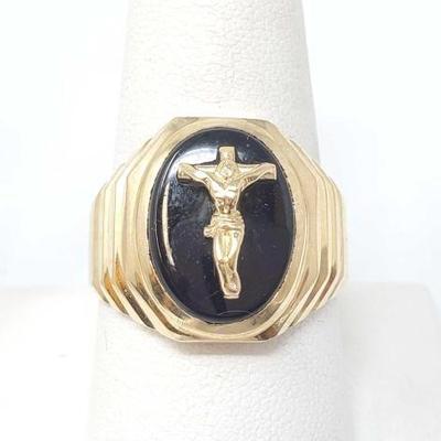 #740 â€¢ 14k Gold Jesus Ring, 8g
