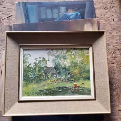 #2890 â€¢ (3) Painting on Wood & (1) Framed Painting
