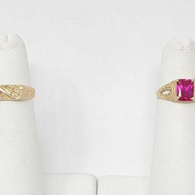 #812 â€¢ (2) 14k Gold Rings with Ruby Stones, 3g
