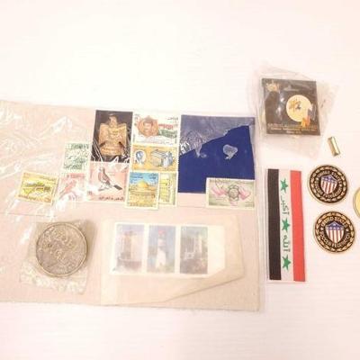 #1810 â€¢ Vintage Stamps, Soccer Coins, Pin
