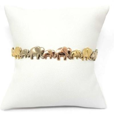 #770 â€¢ 14k Multi-Toned Gold Elephant Bracelet, 7g
