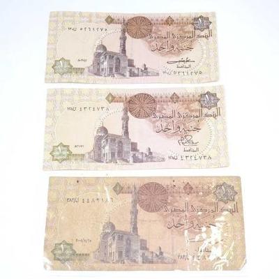 #1730 â€¢ (3) Foreign Currency Banknotes of Egypt
